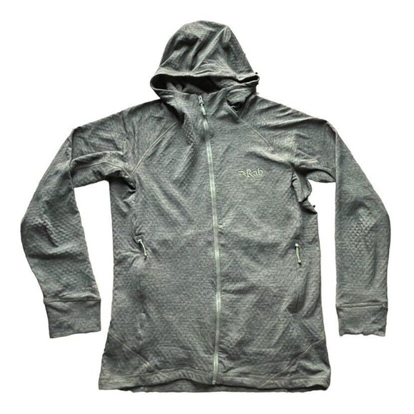 Rab Neutrino Nexus Lightweight Full Zip Hooded Jacket Logo Green Small Men EUC